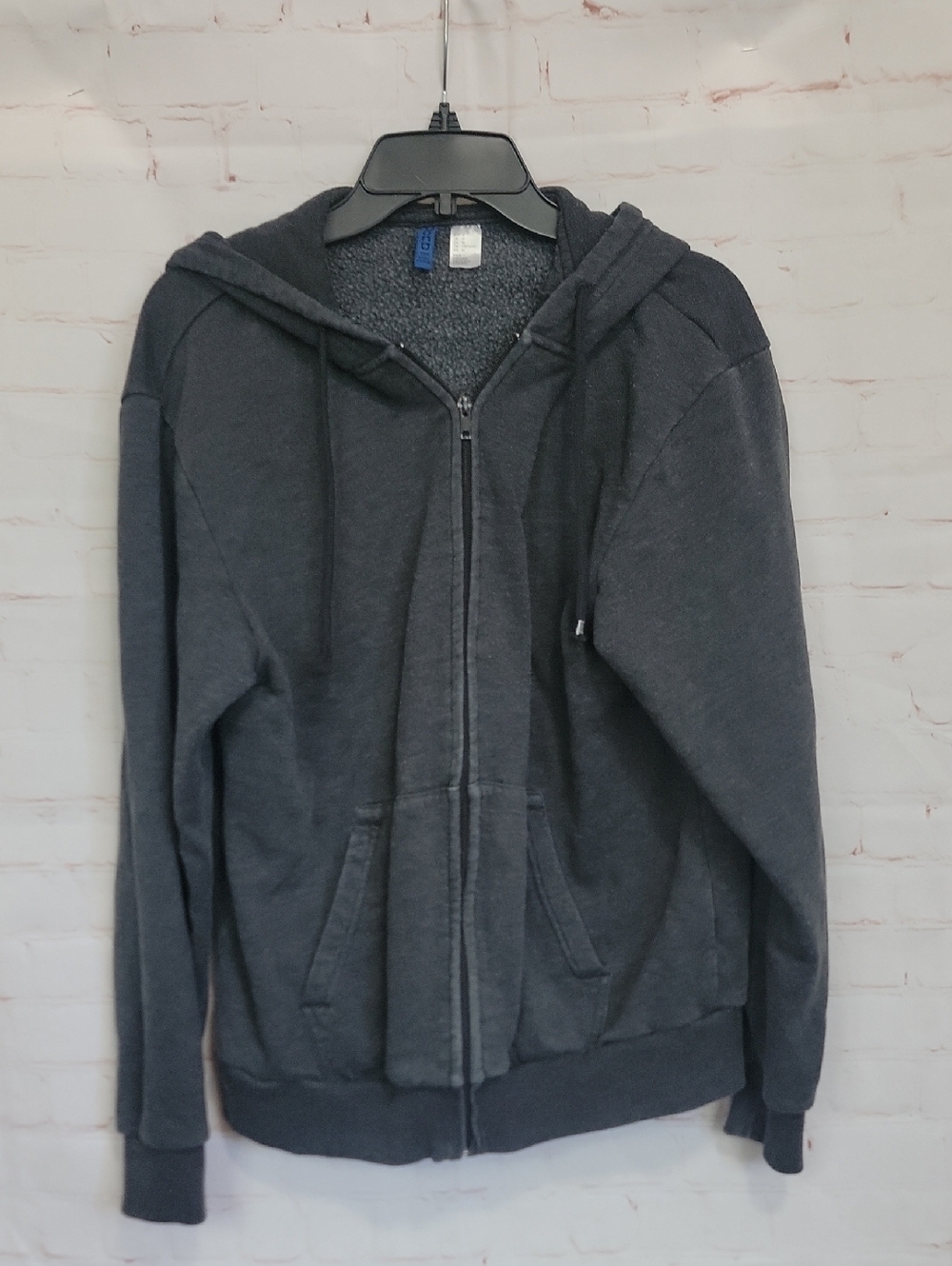 H&M Men's Charcoal Gray Zip-Up Hoodie Sweater